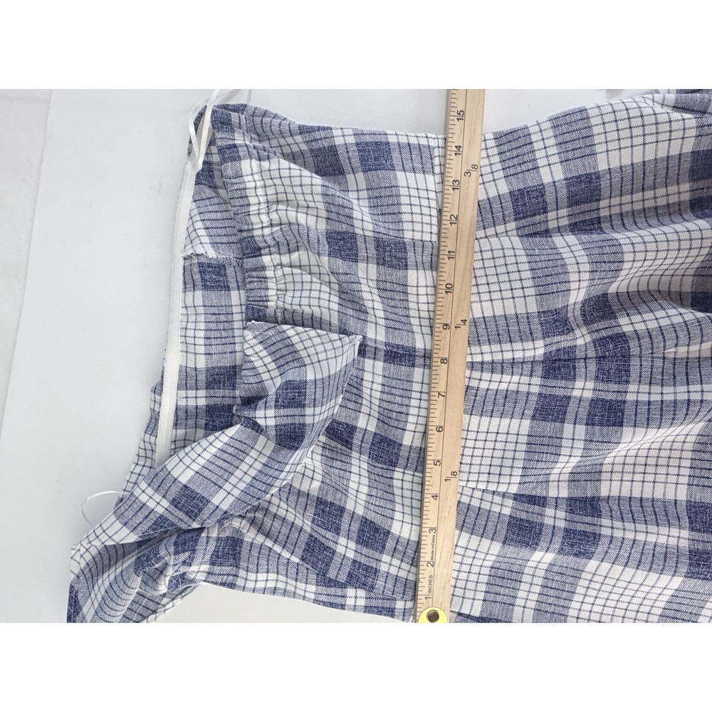 Gianni Bini Clouse Culotte Jumper Womens Size M Blue Plaid Ruffle Front Wide Leg - Picture 7 of 11